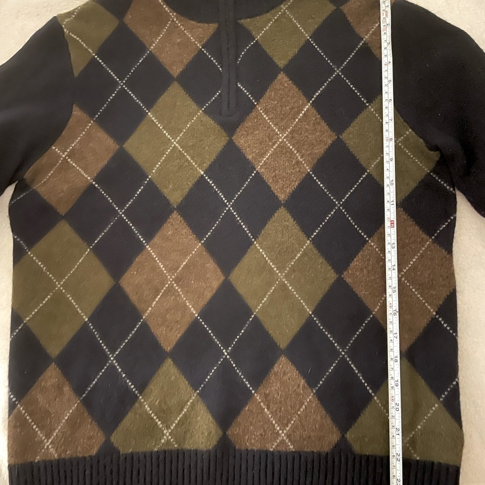 J .Crew Cropped Argyle Navy blue plaid Sweater Men size M